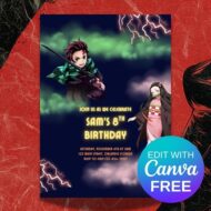 free editable demon slayer invitation printable nezuko tanjiro