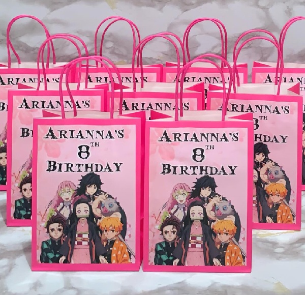 pink demon slayer favor bag