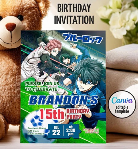 blue lock party invitation