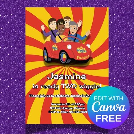 free wiggles birthday party invitation