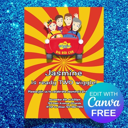 free wiggles birthday party invitation