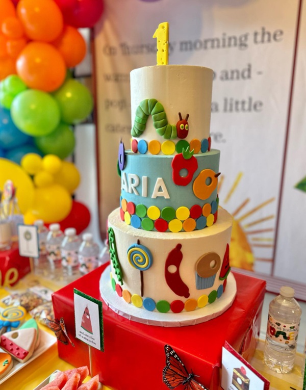 Amazing cake for very hungry caterpillar birthday