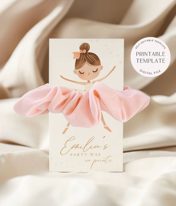 Ballerina Scrunchie Tag Template favor