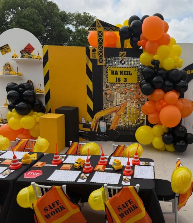 Construction Party table setup