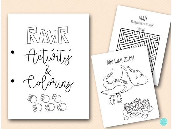 Dinosaur Coloring and Activities book Pages
