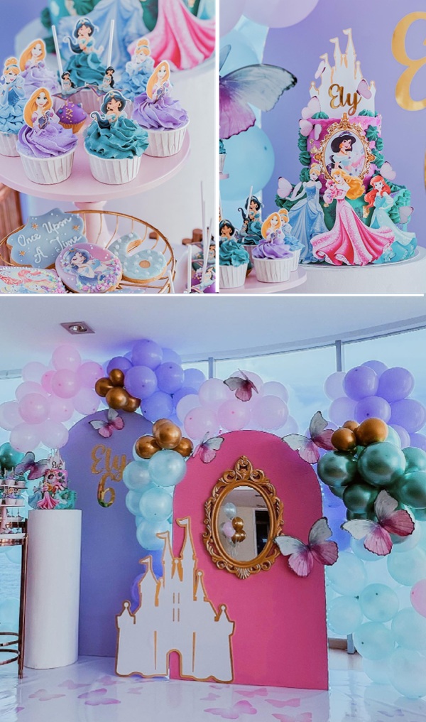 Disney Princess Birthday Cake Dessert Table