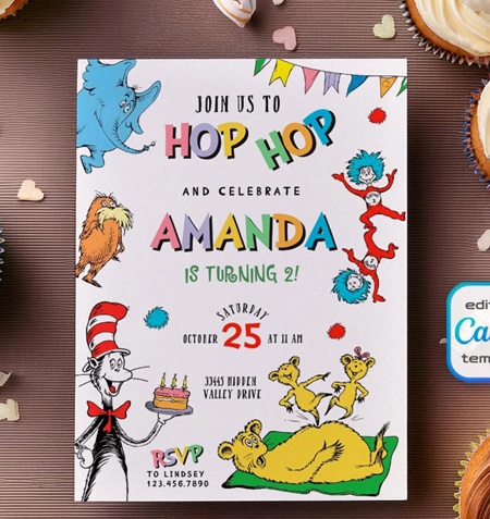 Dr Seuss Birthday invitation