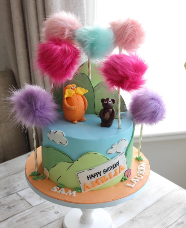 Dr Seuss The Lorax Cake for a joint birthday