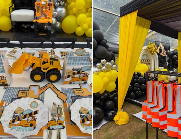 Excavator themed birthday party