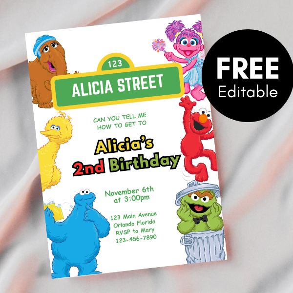 FREE editable sesame street invitation