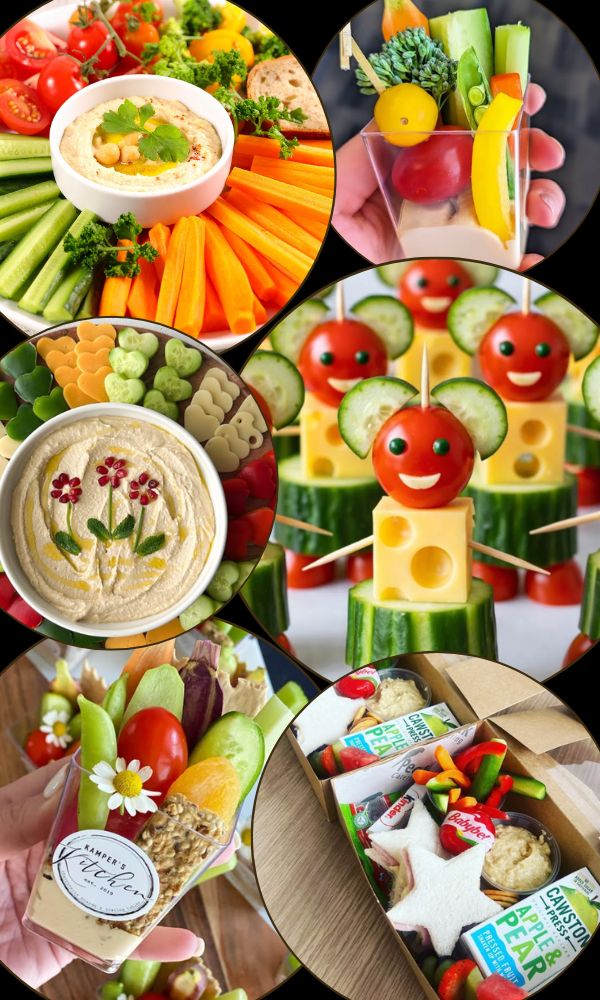 Healthy Kids Birthday Party Veggie Snacks with Fun Dips