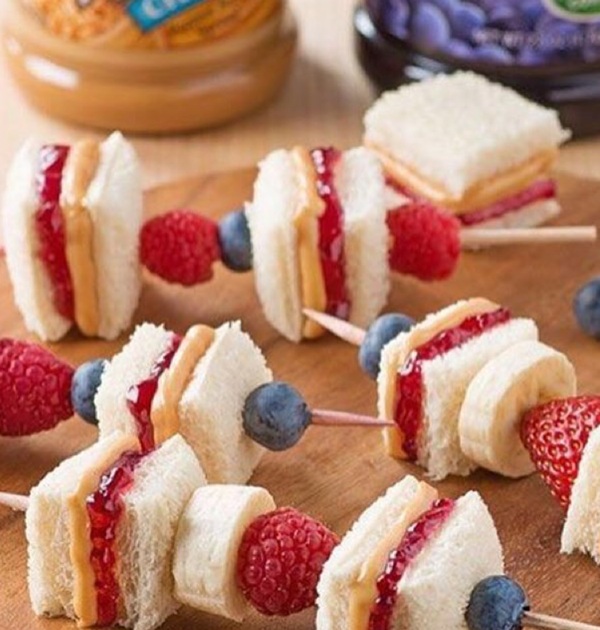 Peanut Butter and Jelly & Fruit Kebobs