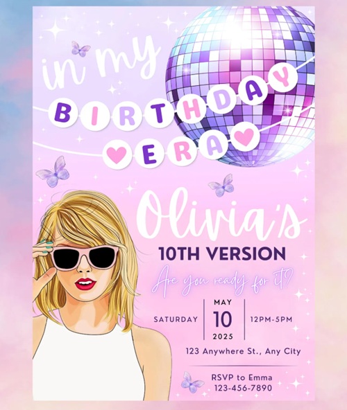 Taylor Swift Era Party Invite