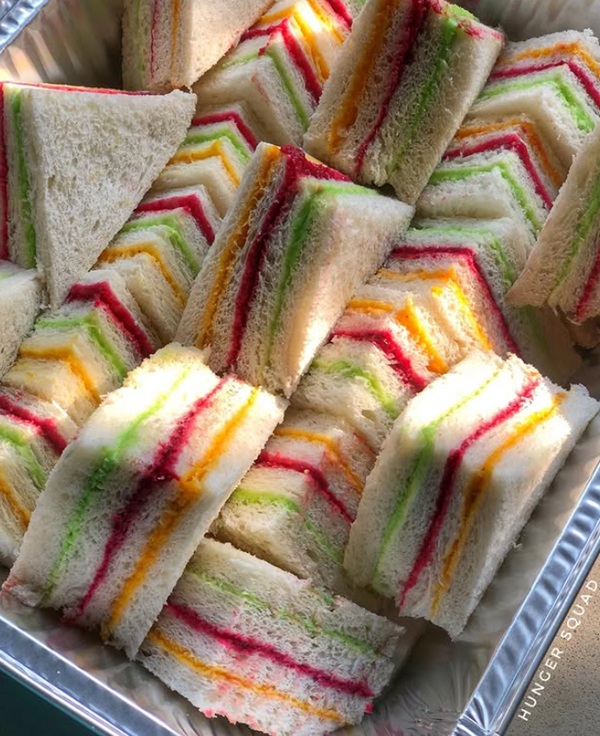 affordable Ribbon sandwiches for a birthday party