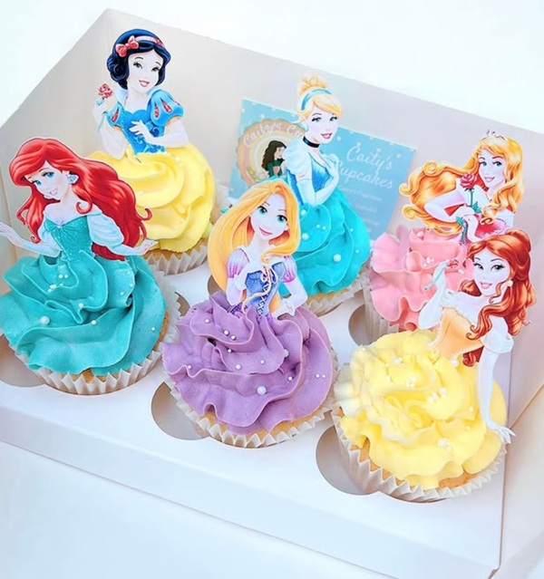 beautiful disney princess cupcakes with toppers