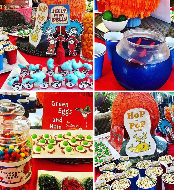dr seuss themed party food table
