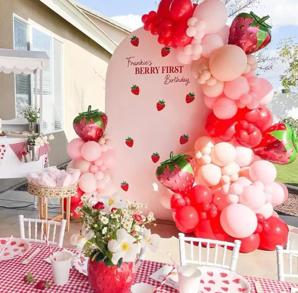 first birthday strawberry on shortcake garland