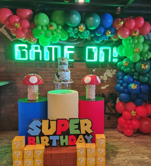 game on Super Mario brothers setup for birthday