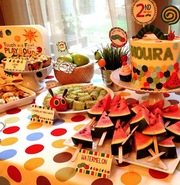 hungry caterpillar themed party food labels