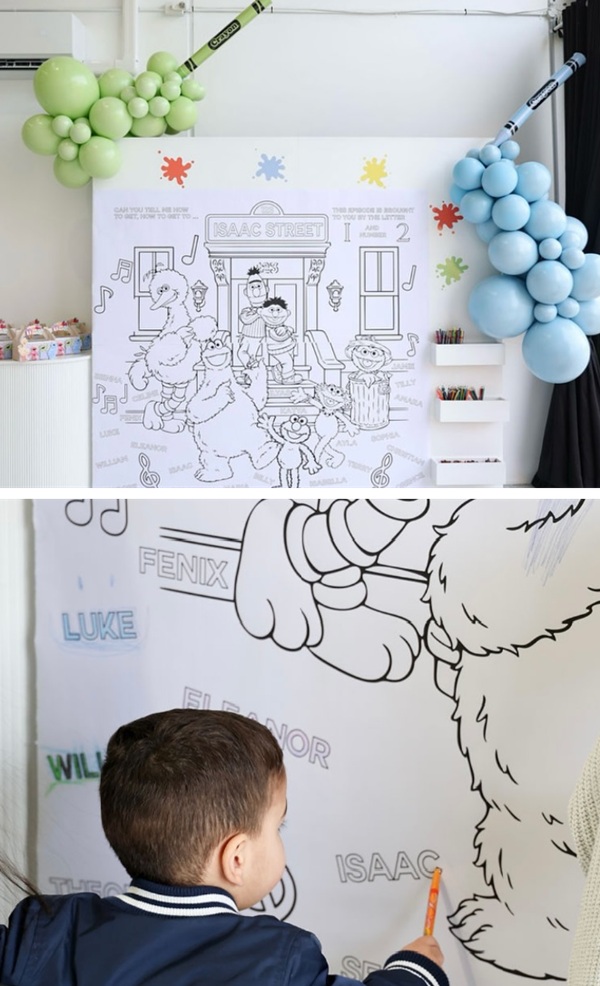 sesame street coloring wall backdrop