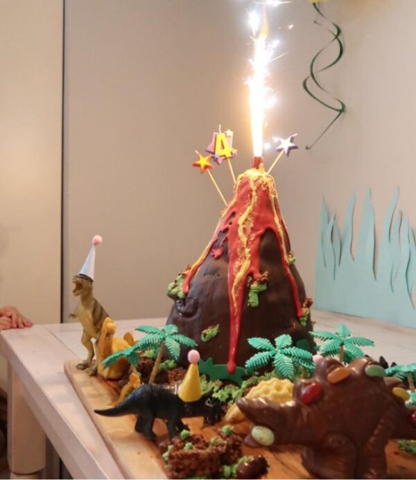 Dino-themed Volcano Cake