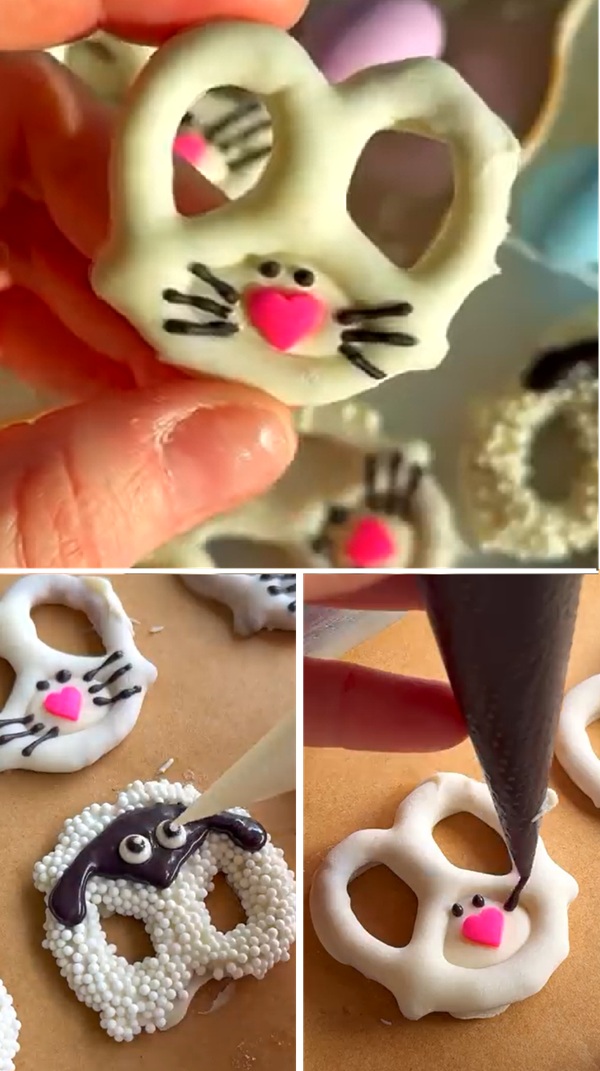 Easter Bunny Decorated Pretzels