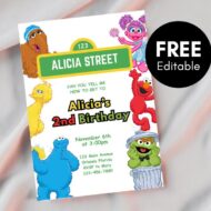 FREE editable sesame street invitation