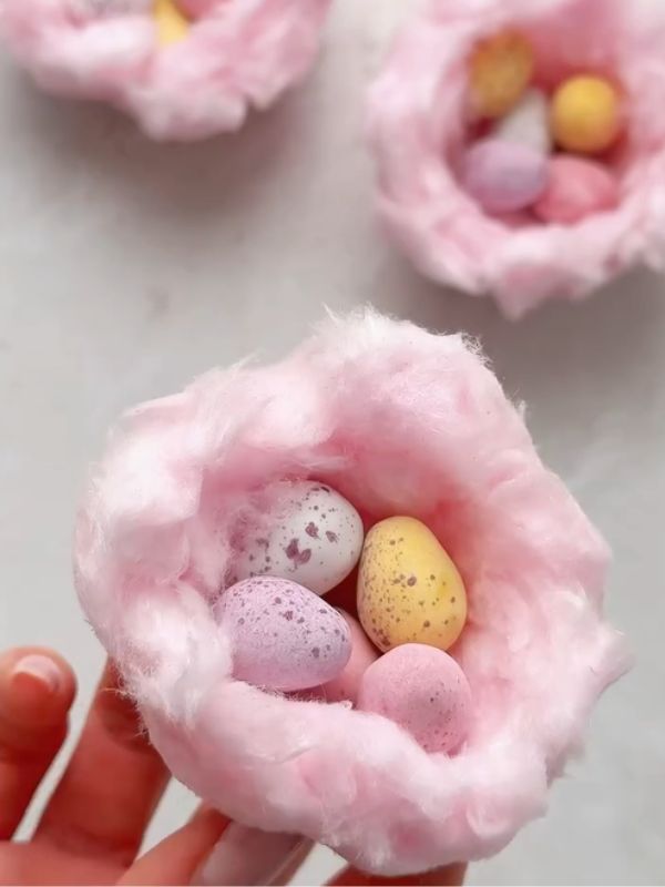 Fluffy Candyfloss Easter Nests