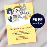 Free looney tunes birthday invitation