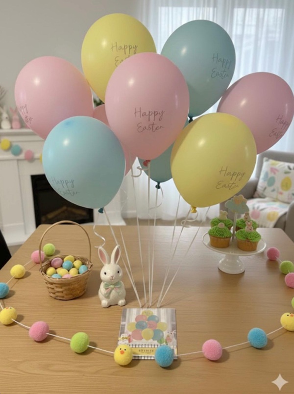 Pastel Happy Easter Balloons