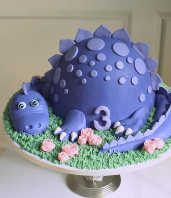 Purple Girl Dinosaur Cake