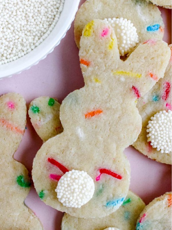 Sprinkle Bunny Sugar Cookies with Fluffy Tail