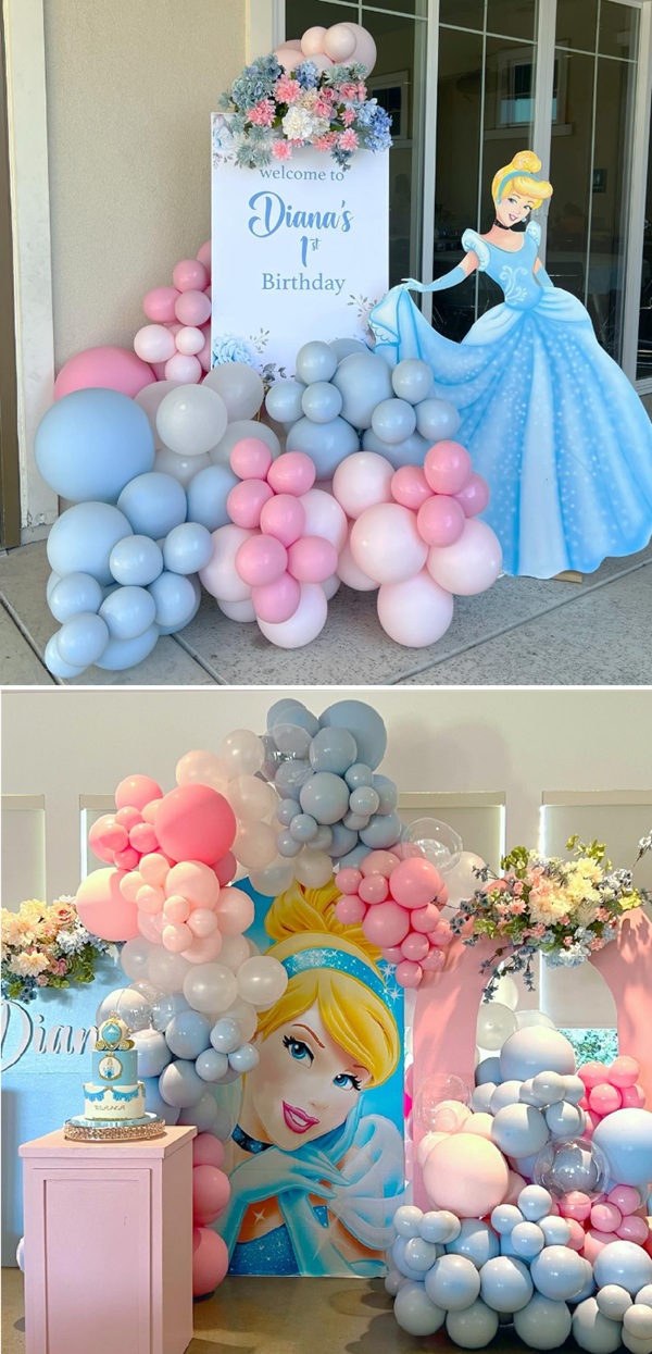 cinderella party props and welcome sign