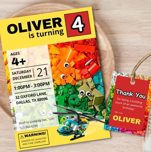 editable lego birthday party invitation