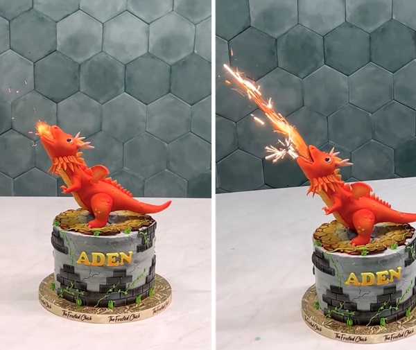 epic fire-breathing dragon cake