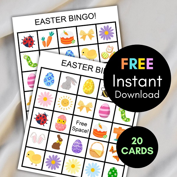 FREE 20 Easter Bingo Cards – Instant Download