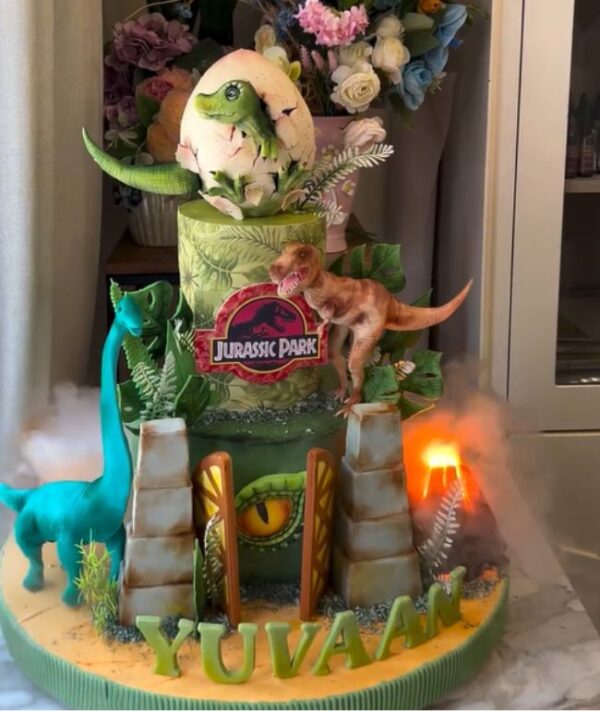 Dinosaur & Volcano Cake