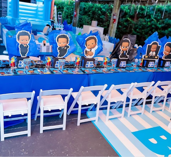 Boss Baby First Birthday Kids Table centerpieces