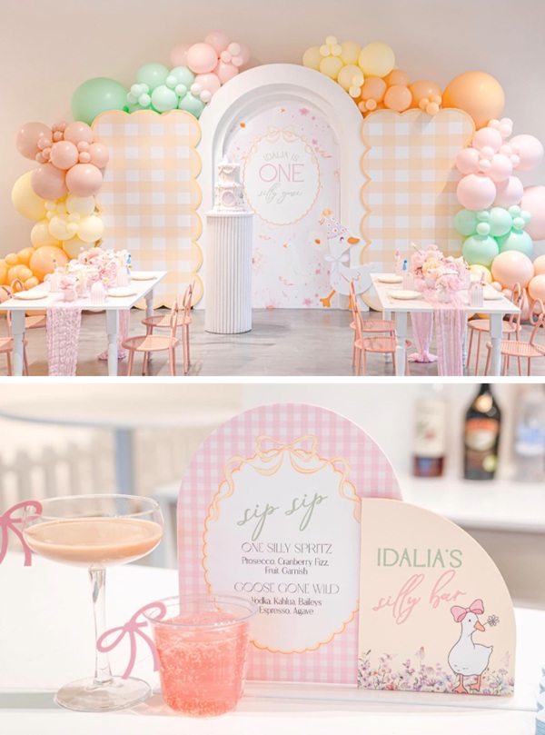 Dainty details of goose party setup