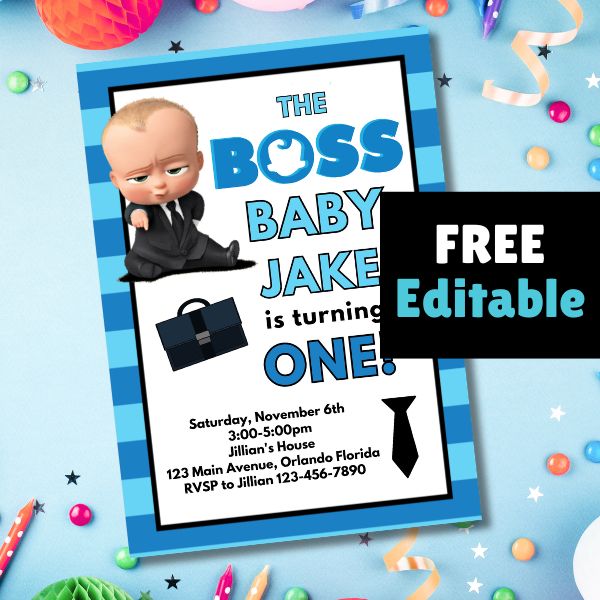 free boss baby first birthday invitation