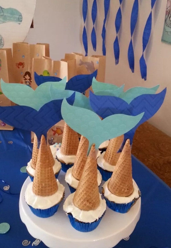 mermaid tail ice cream cone cupcakes