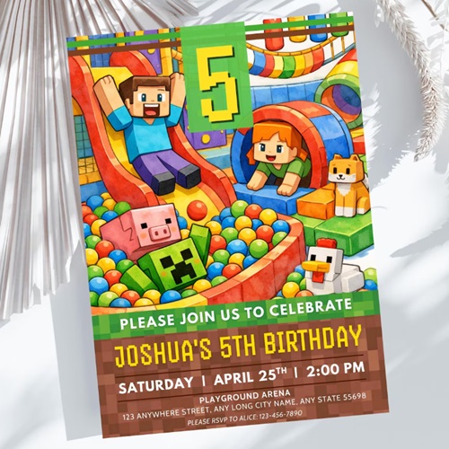 minecraft birthday invitation play