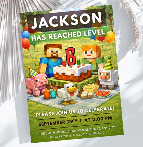 minecraft birthday invitation