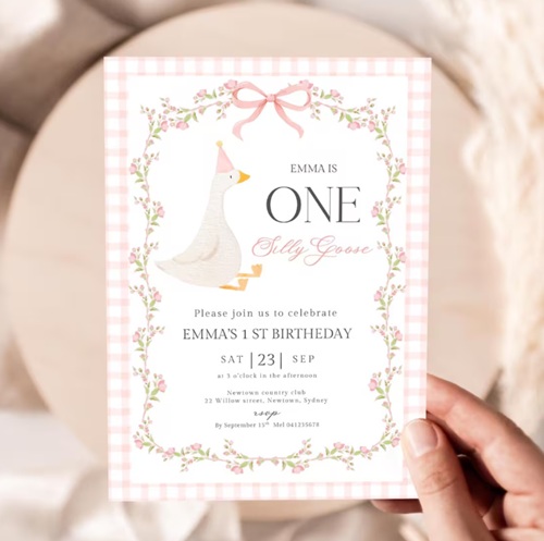 pink goose invitation