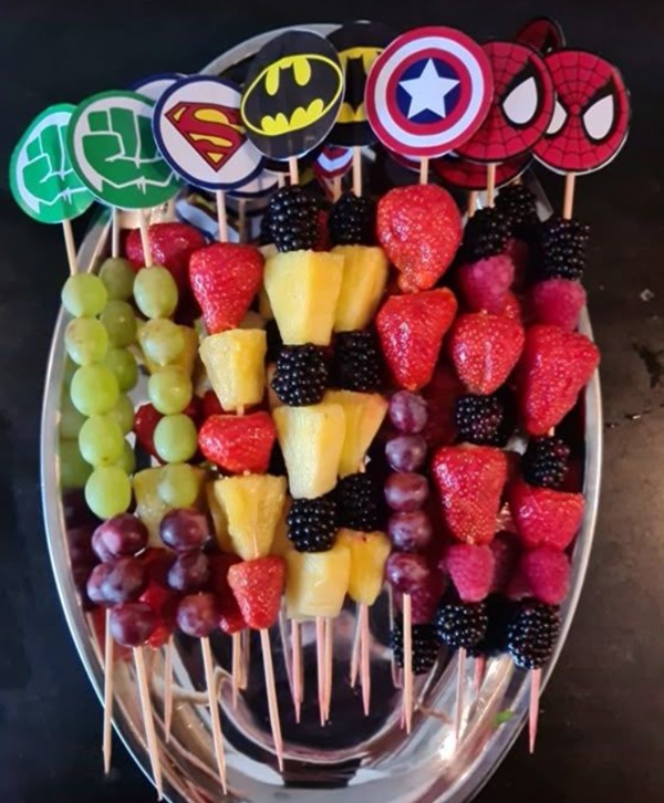 superhero fruit skewers