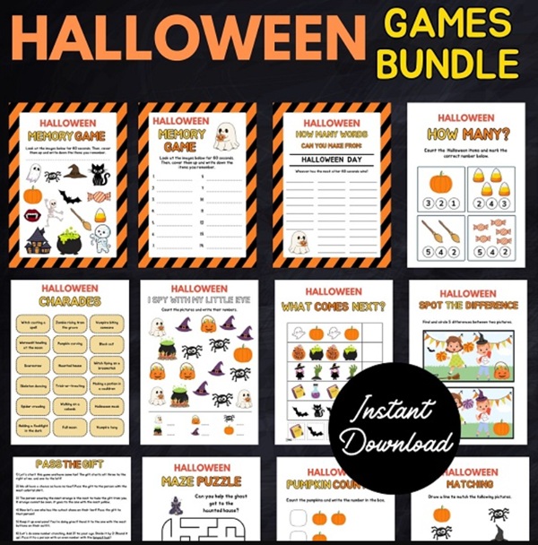 printable halloween game bundle