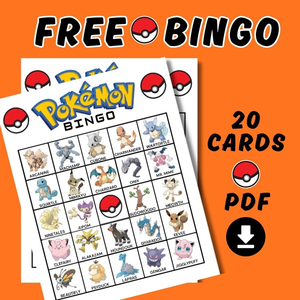 Free Pokemon Bingo Cards