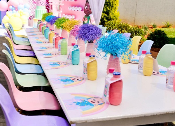 rainbow colored flower centerpieces